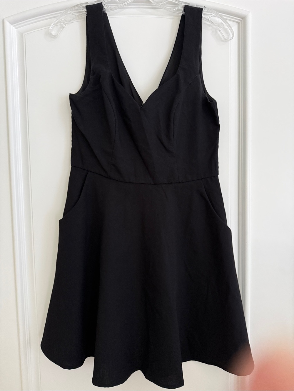 Black V-Neck Fit-and-Flare Dress